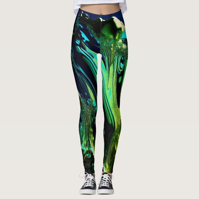 Obsidian Green Fantasy Leggings (Front)