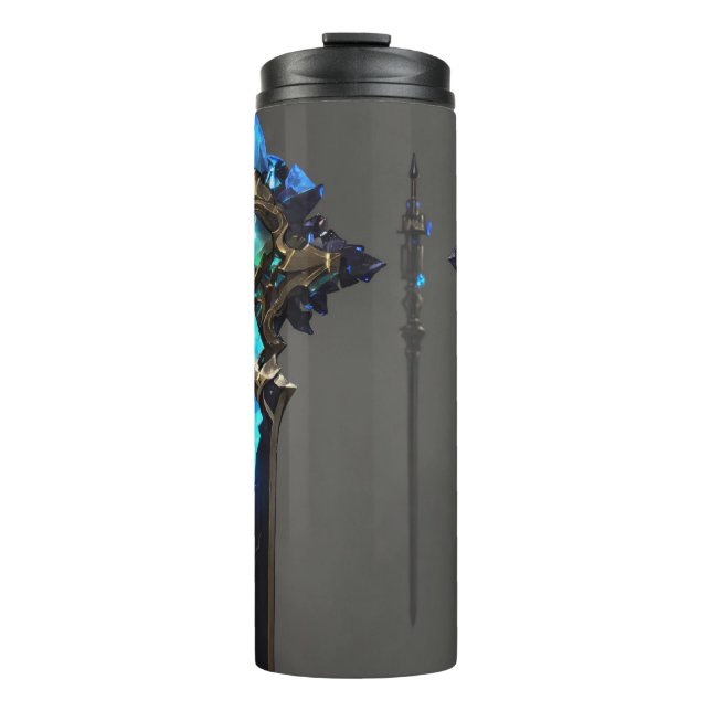 Obsidian luminous energy epic black sword artifact thermal tumbler (Front)