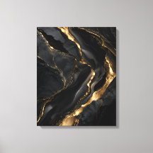 Obsidian Marble With Golden Veins
