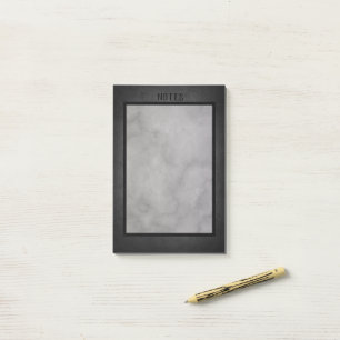 Obsidian Oasis: Black Border and Grey Marble Post-it Notes