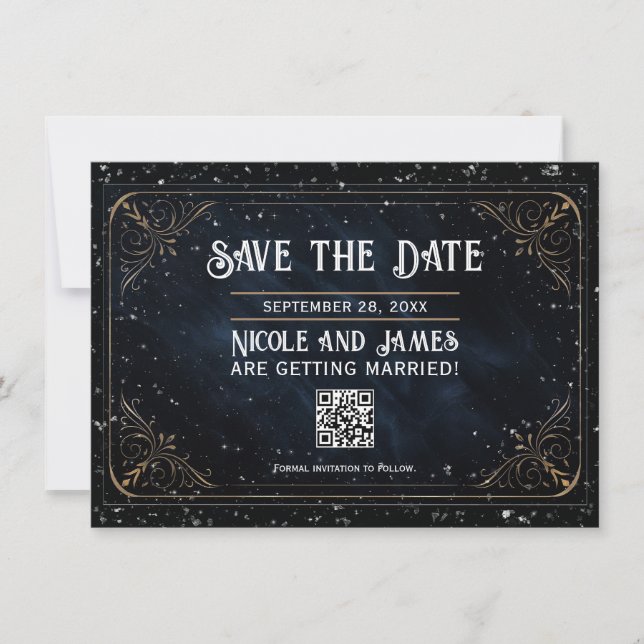 Obsidian Oracle Midnight Elegance Save the Date Invitation (Front)