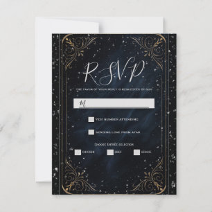 Obsidian Oracle Midnight Elegance Wedding RSVP Invitation