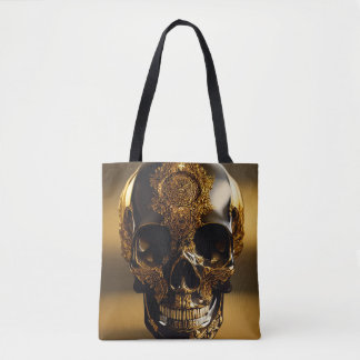 Obsidian Skull Gilded Tote Bag