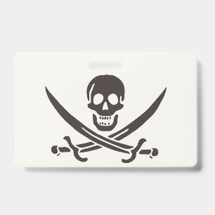 Obsidian Skull Swords Pirate flag of Calico Jack Badge