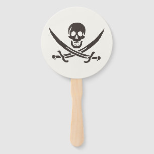 Obsidian Skull Swords Pirate flag of Calico Jack Hand Fan
