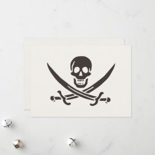 Obsidian Skull Swords Pirate flag of Calico Jack Holiday Card