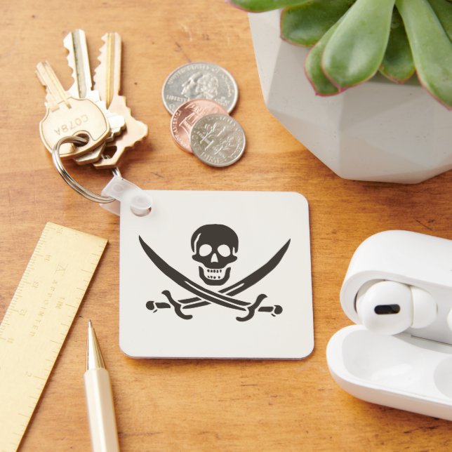 Obsidian Skull Swords Pirate flag of Calico Jack Keychain (Desk)