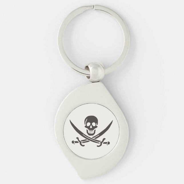 Obsidian Skull Swords Pirate flag of Calico Jack Keychain (Front)
