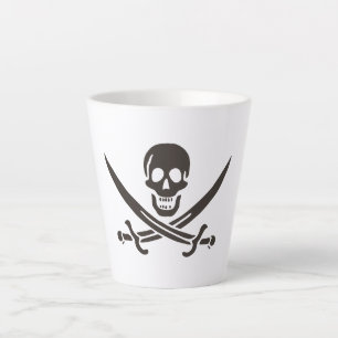 Obsidian Skull Swords Pirate flag of Calico Jack Latte Mug