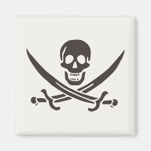 Obsidian Skull Swords Pirate flag of Calico Jack Magnet