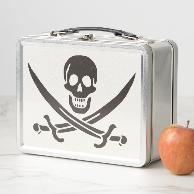 Obsidian Skull Swords Pirate flag of Calico Jack Metal Lunch Box (In Situ)