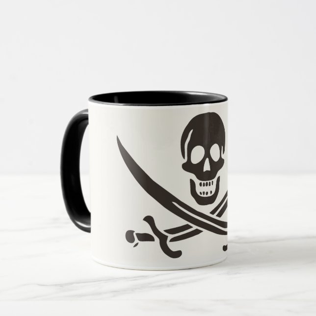 Obsidian Skull Swords Pirate flag of Calico Jack Mug (Front Left)