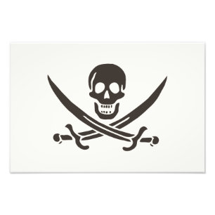 Obsidian Skull Swords Pirate flag of Calico Jack Photo Print