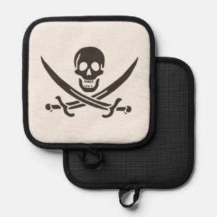 Obsidian Skull Swords Pirate flag of Calico Jack Pot Holder
