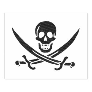 Obsidian Skull Swords Pirate flag of Calico Jack Rubber Stamp