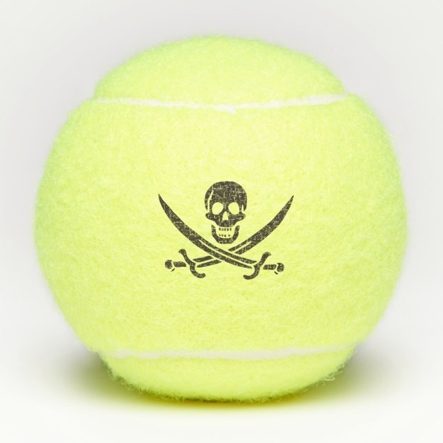 Obsidian Skull Swords Pirate flag of Calico Jack Tennis Balls (Front)