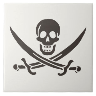 Obsidian Skull Swords Pirate flag of Calico Jack Tile