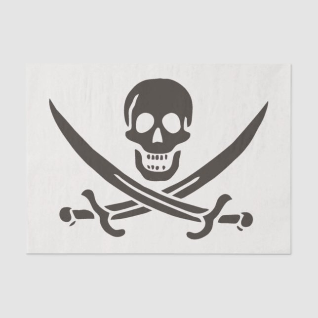 Obsidian Skull Swords Pirate flag of Calico Jack Tissue Paper (Front)