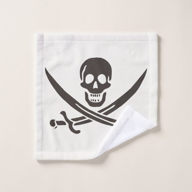 Obsidian Skull Swords Pirate flag of Calico Jack Wash Cloth (Wash Cloth)