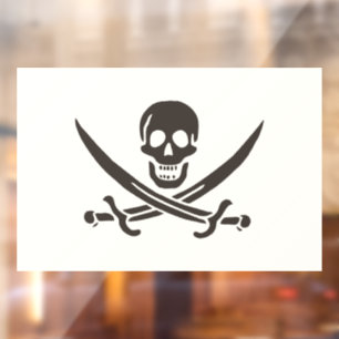 Obsidian Skull Swords Pirate flag of Calico Jack Window Cling