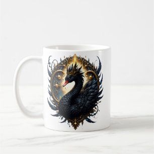 Obsidian Swan of Silent Grace – Dark Fantasy Coffee Mug