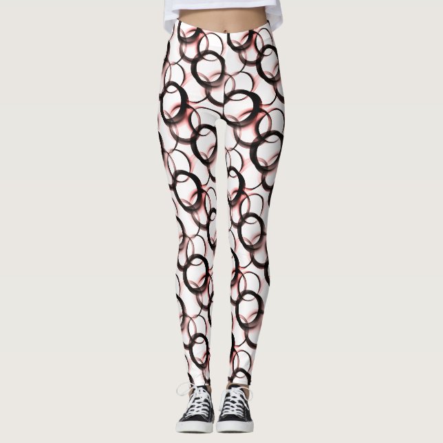 Obsidian Veil Leggings – Monochrome Circles (Front)