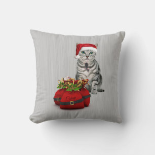 OBSOLETE Cat and Mouse Christmas Monogram Throw Pillow