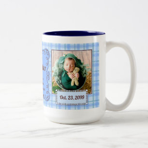 OBSOLETE: Grandfather   Baby Blue Plaid Two-Tone Coffee Mug