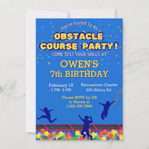 Obstacle Course Anniversaire Invitation