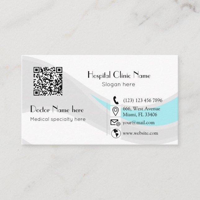 Obstetrician Gynecologist OBGYN modern QR code Bus Business Card (Front)