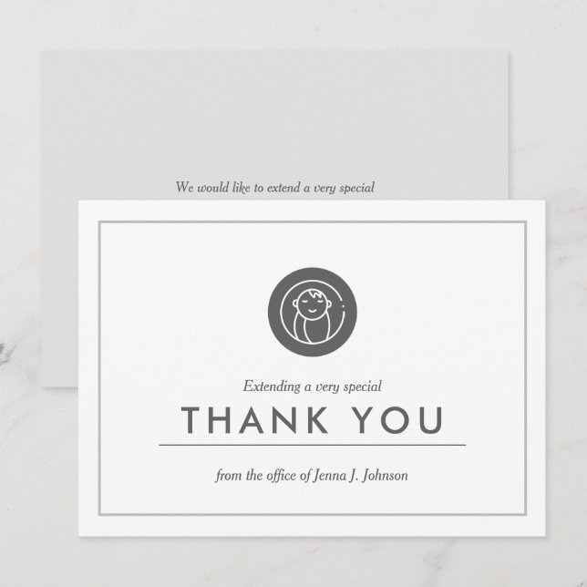Obstetrician Themed | Minimalist Flat Thank You Card (Front/Back)