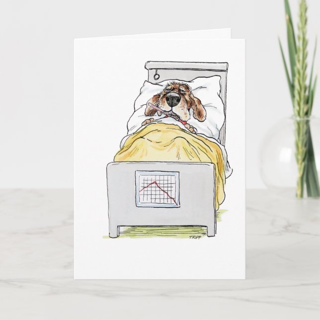 Obtenez Bien Bientôt Sick Chien Carte de voeux (Devant)