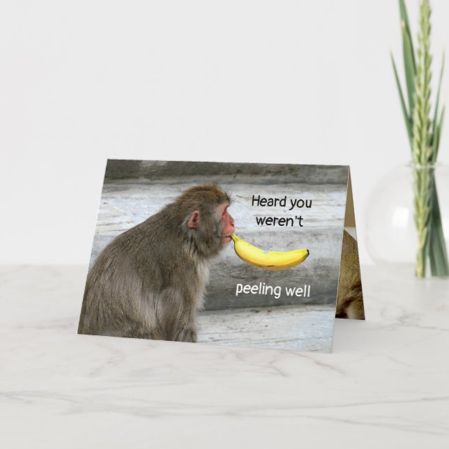 Obtenez bien Carte Drôle Singe avec Banana Sentez  (Devant)