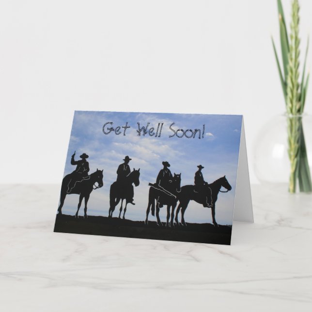 Obtenez bientôt aux cowboys bons la carte de voeux (Devant)