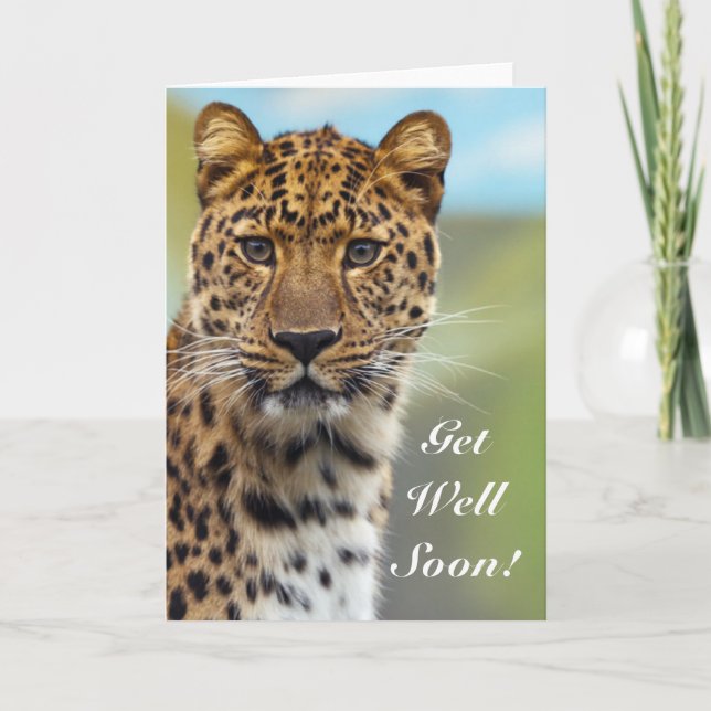 Obtenez bientôt la carte de voeux bonne de léopard (Devant)