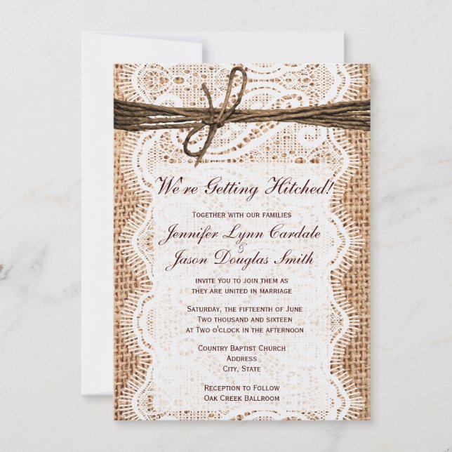 Obtenir des invitations de Mariage campagnard rust (Devant)