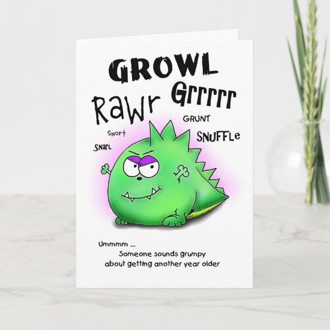 Obtenir plus vieux Grumpy Dino carte d'anniversair (Devant)