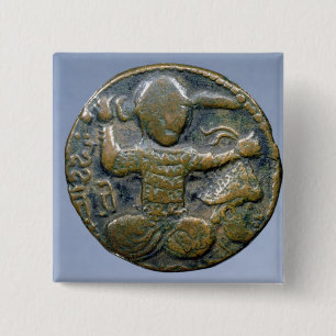 Obverse of coin depicting helmeted Turk 2 Inch Square Button