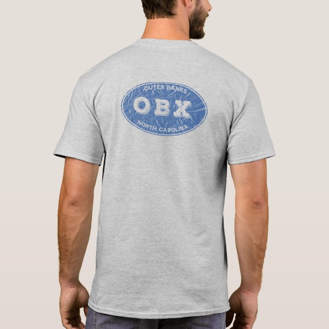 OBX Blue Distressed Oval Back T-Shirt (Back)