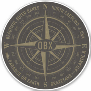 OBX Compass Outer Banks Vintage Gold Black