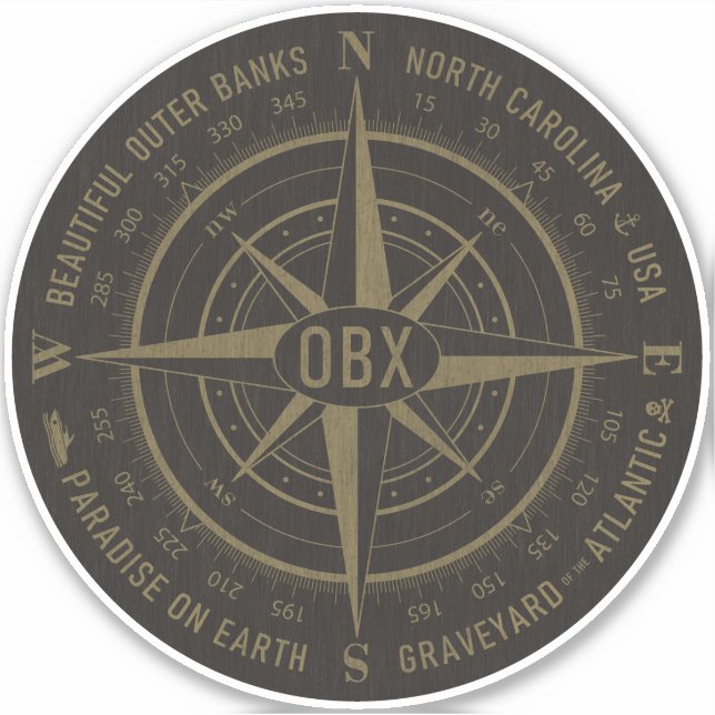 OBX Compass Outer Banks Vintage Gold Black (Front)