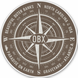 OBX Compass Outer Banks Vintage White Dark Brown