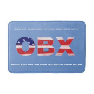 OBX Flag Text And Towns  Bath Mat