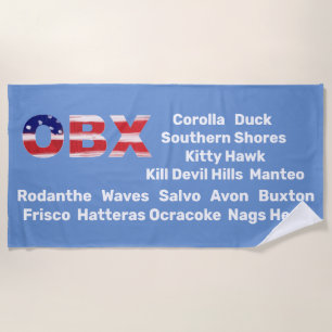 OBX Flag Text With Towns Beach Towel