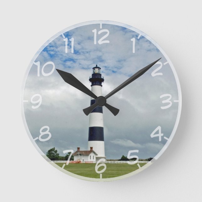OBX Lighthouse Numbered Round Clock (Front)