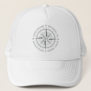 OBX Nautical Compass Outer Banks Pewter Vintage Trucker Hat