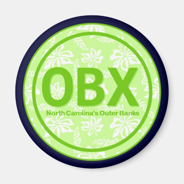 OBX Outer Banks NC Green Flower Magnet (Front)