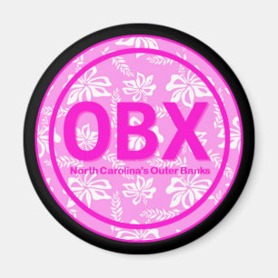 OBX Outer Banks NC Pink Flower Magnet