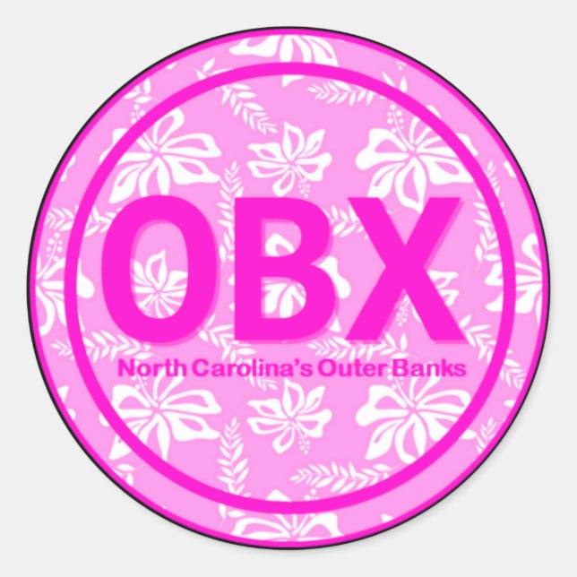 OBX Outer Banks NC Stickers Fleurs roses (Devant)