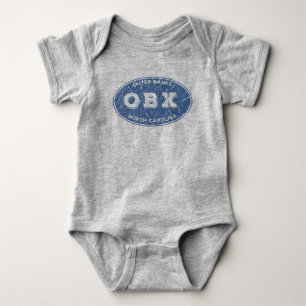 OBX oval distressed Baby Bodysuit